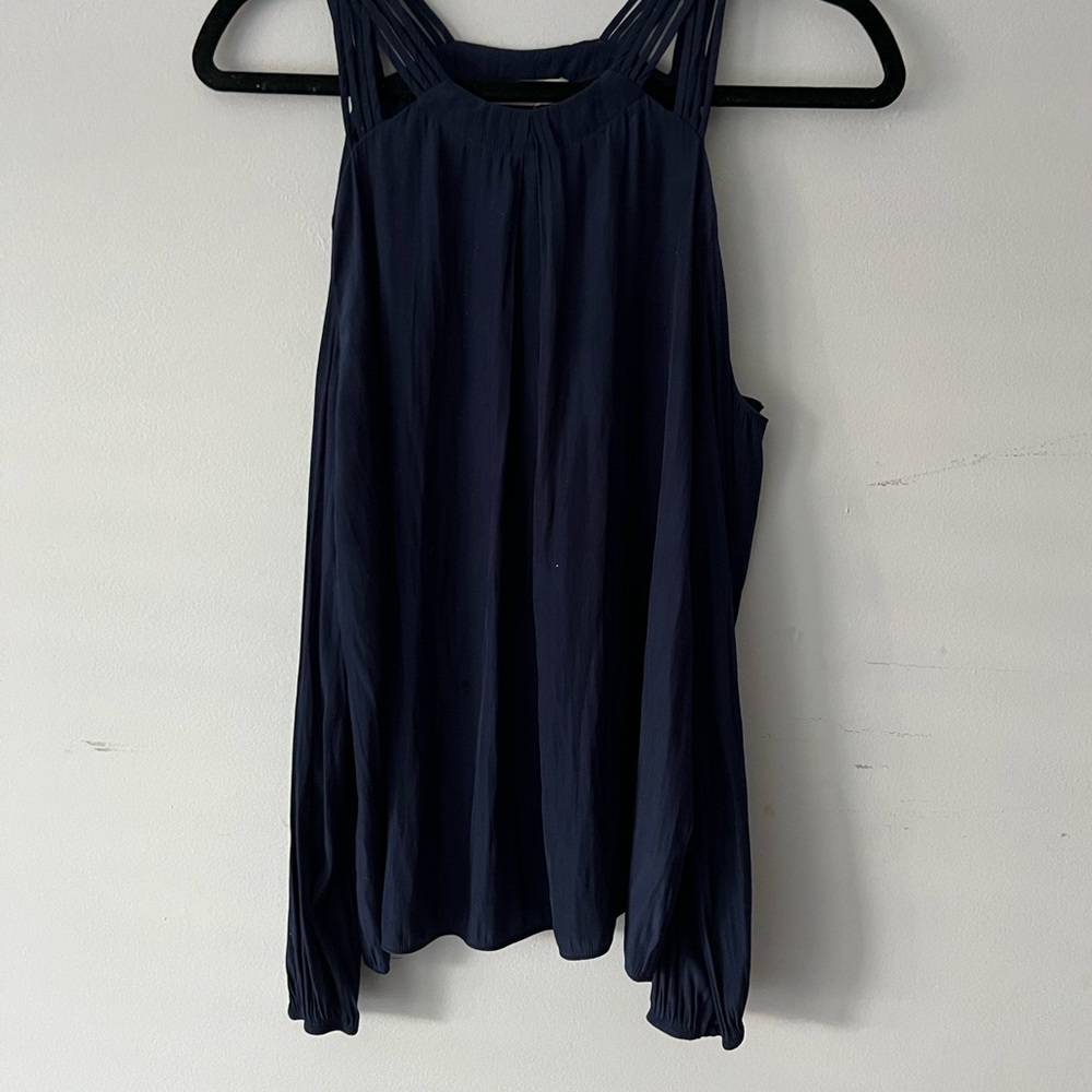 Rami Brook dark blue cut out shoulder top size small